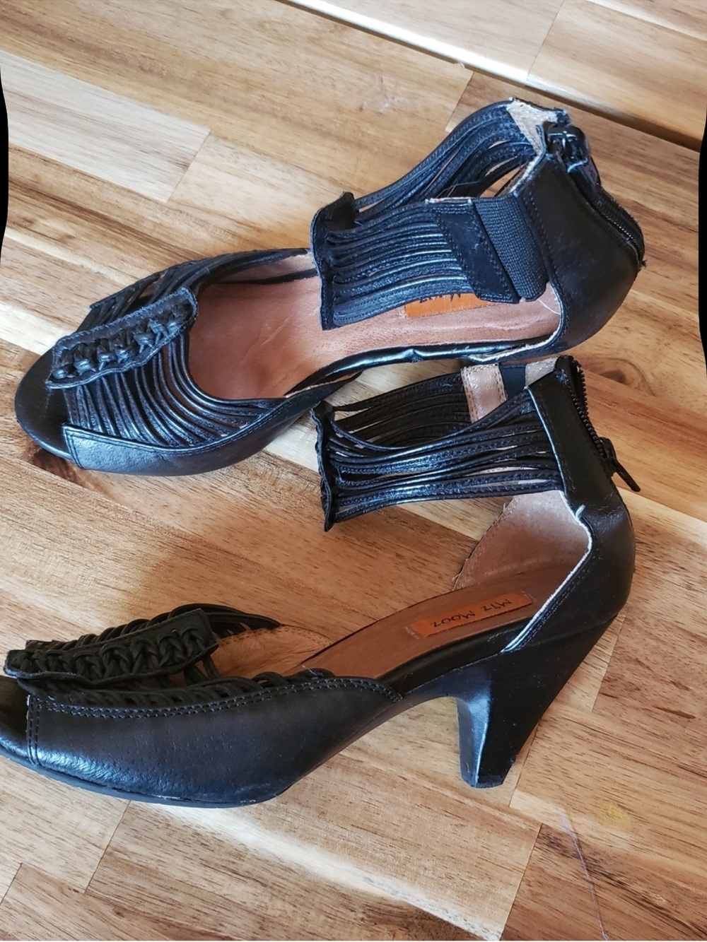 Miz Mooz Black Woven Strappy Mid-Heel Pumps [8]